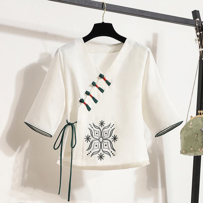 [Chinese Prince Series] ★Chinese style setup★ Tops + Skirt Cute 2-piece set Green Green Retro