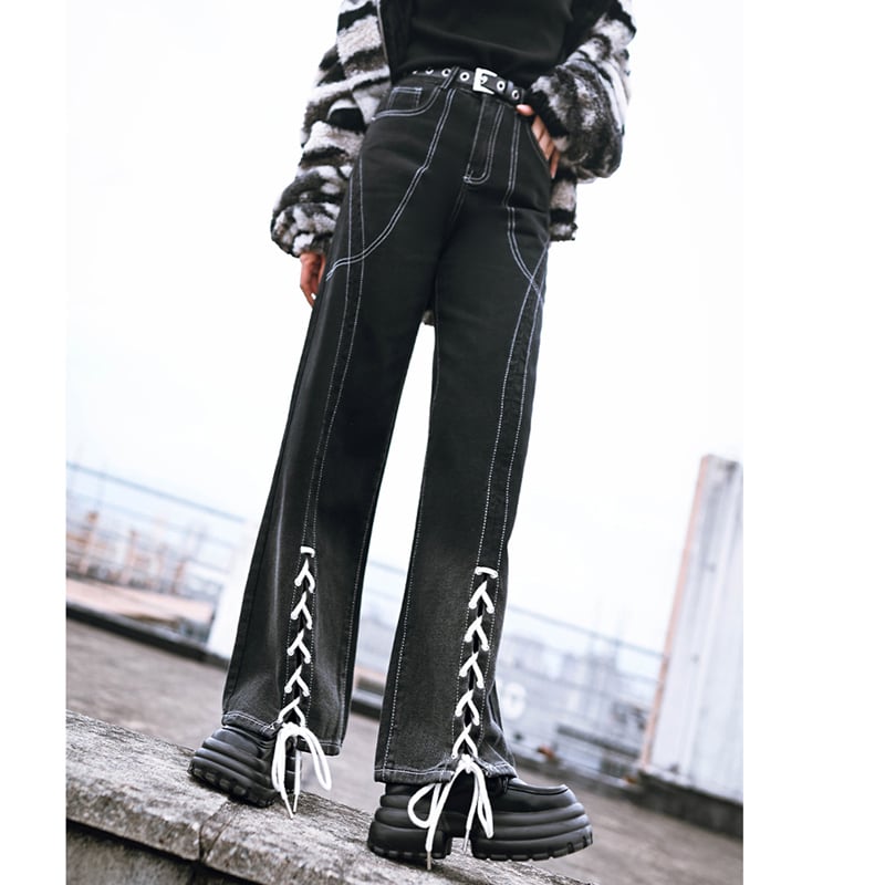 [Kokaisha---Evening time difference series]★Pants★Bottoms Denim pants Fleece lining Original Slimming SML XL