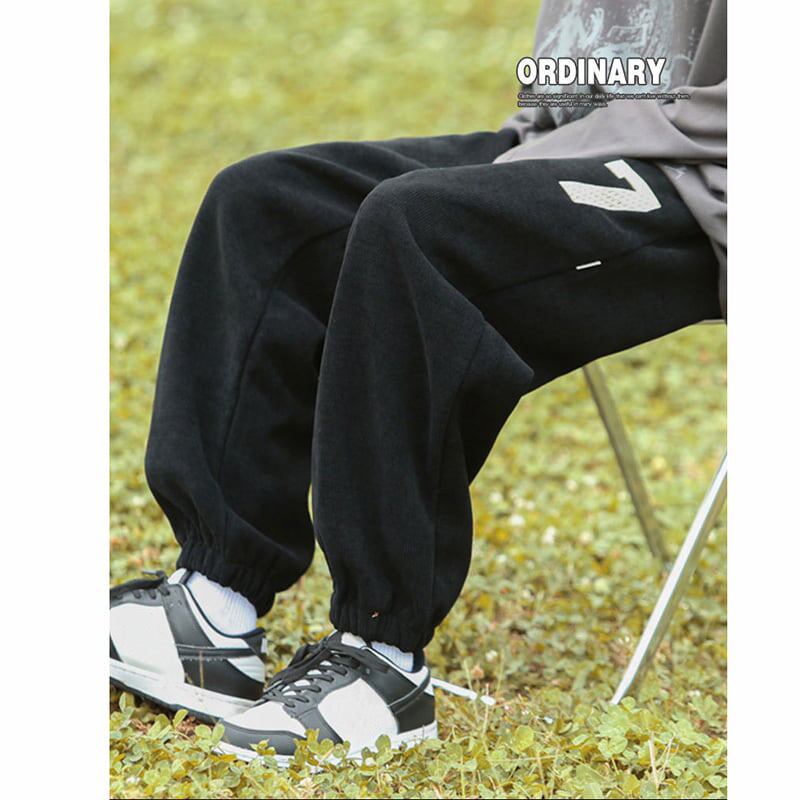 [PAONAN Series]★Pants★ Brushed lining available 2color casual pants, large size, unisex, men's, black, gray