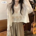 Load image into Gallery viewer, [Saikusou Series] ★Sweater★ 3color Knit Tops Openwork Mini Length Loose V Neck Beige Simple
