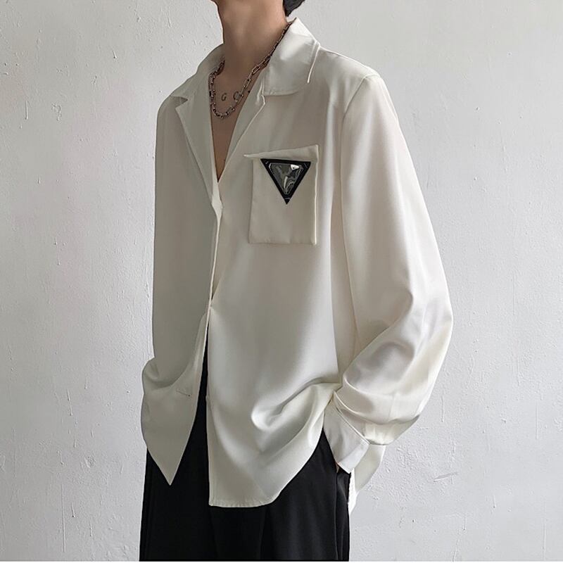 [JIANGKE Series]★Shirt★ 2color Unique Tops Long Sleeve Shirt Unisex Men's White Black