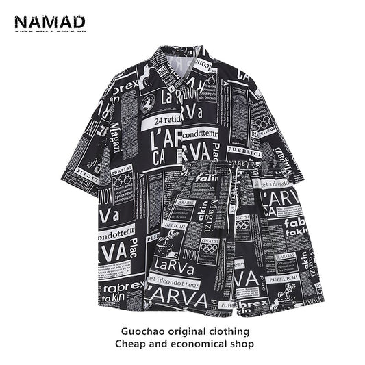 [NAMAD Series]★Setup★ 2color Hawaii Aloha Shirt Shirt + Shorts Unisex Thin