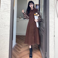 Load image into Gallery viewer, [Dong Xiaojie Series] ★Checked pattern dress★ Large size women's dress Coffee color Commuting Literary style
