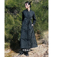 Load image into Gallery viewer, [Daiseiryusu Series]★Chinese style dress★ 2color black or white long length Chinese clothes switching stand neck
