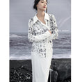 Load image into Gallery viewer, [Da Qinglong Shu Series] ★Chinese Style Shirt★ Tops Letter Pattern Long Sleeve Shirt Chinese Clothes Original White White
