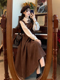 Load image into Gallery viewer, [Dong Xiaojie Series] ★One Piece★ 2color Ladies Fake Layered Navy Coffee Color Cute
