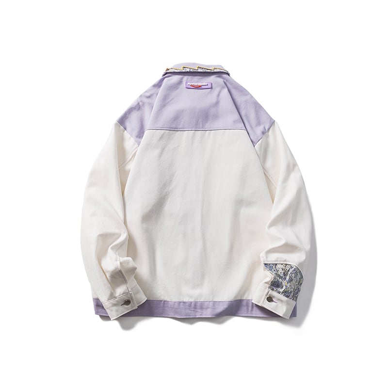 [MMstudios Series] ★Jacket★ Outerwear Switchable Unisex Men's Casual Embroidery Stylish Purple White