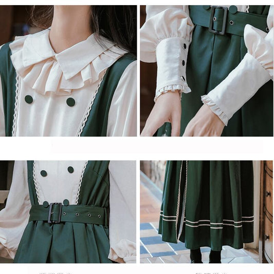 [QLD Series]★Dress★ Fake layered dress Improves temperament Green Green SML XL Cute