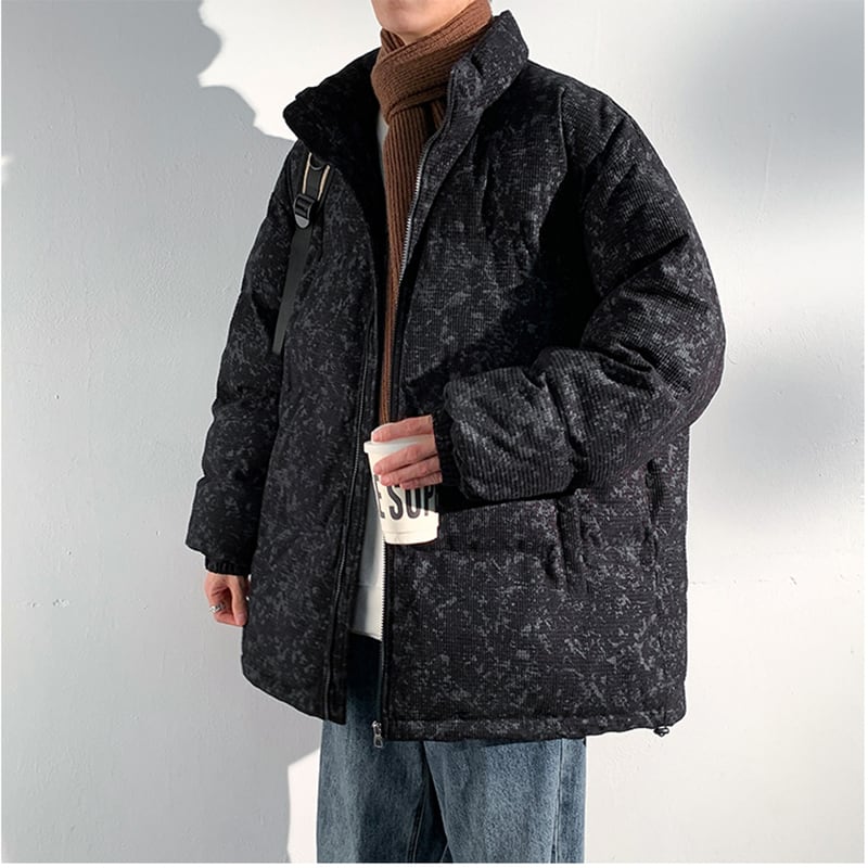 [DUFENG Series] ★Cotton coat★ 3color outer winter coat unisex men's large size green black blue