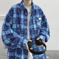 Load image into Gallery viewer, [Tetsusho Series]★Shirt★ 2color Tops Plaid Unisex Men's Large Size Blue Black
