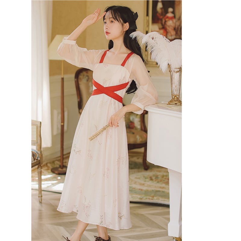 [Shojunsho Series]★Hanfu Dress★ Chinese Clothes Chiffon Retro Old Fashioned Sexy Old Fashioned Cute Slimming Date