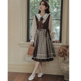 Load image into Gallery viewer, [DACHENGZI Series] ★Dress★ Fake Layered Dress Checkered Pattern Cute Retro S M L XL
