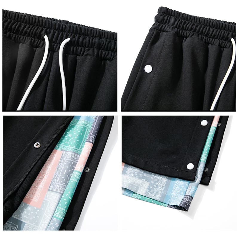 [BUXI Series] ★Chinese-style pants★ 3 colors Wide pants Black White Gray Men's Large size Switching Cool