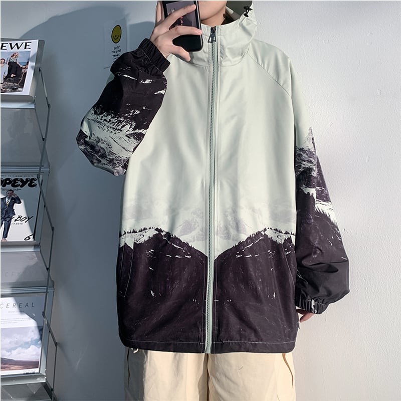 [Han Lishin Series] ★China style outerwear★ 4color jacket Snowy mountain print Large size Loose