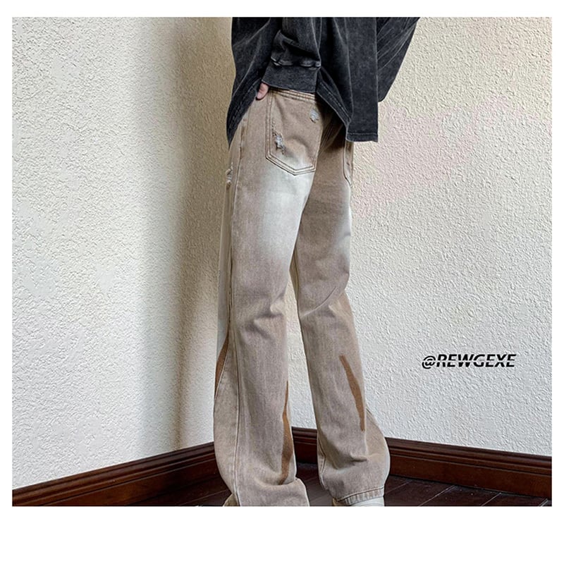 [YANDAN series]★Denim pants★ 3color bottoms pants unisex men's large size with design