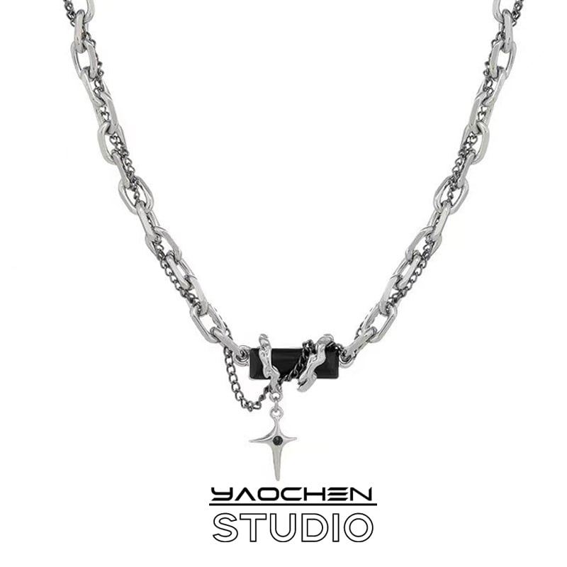 [YAOCHEN Series]★Necklace★ Accessory Unisex Men's Women's Black Star Design