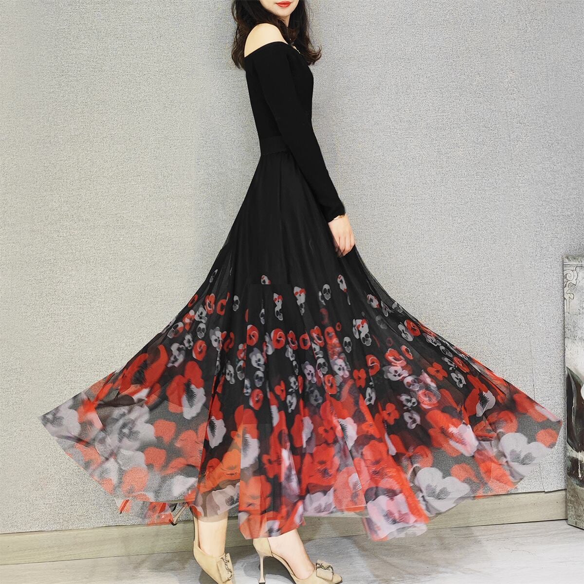 [HUANXIAOMO series] ★Floral pattern skirt★ 3 types of length can be selected Large size Improves temperament