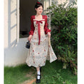 Load image into Gallery viewer, [JIGUJIGU series] ★China style dress★ Switching ribbon, large size, improves temperament, commuting, date, red, red, floral pattern
