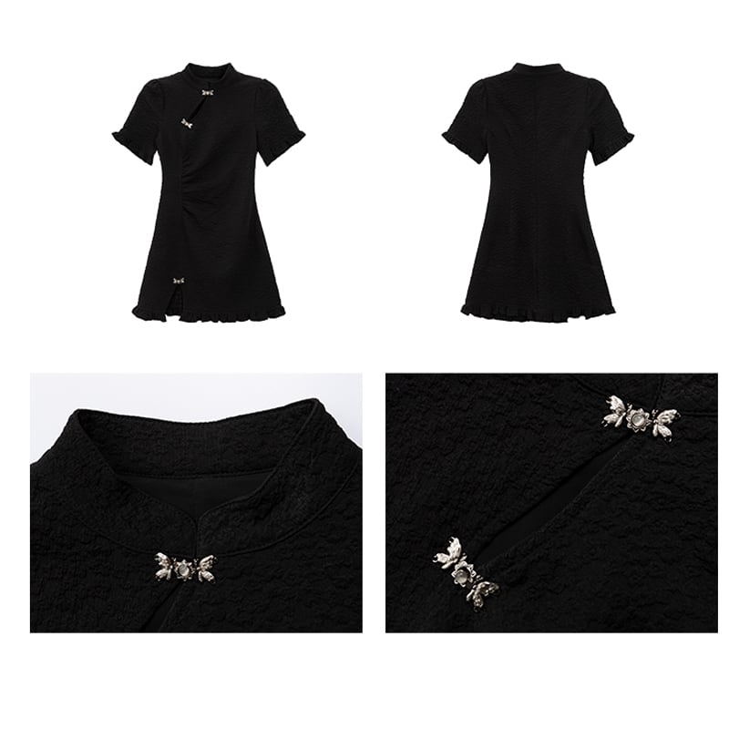 [LOVEHEYNEW Series] ★Mini-length Chinese dress★ Cute Chinese clothing Black Black Girls' night out Date Original