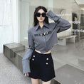 Load image into Gallery viewer, [Style Series]★Shirt★ Tops Short Length Long Sleeve Gray Gray Women's Unique Slimming Fashionable SM
