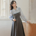 Load image into Gallery viewer, [DANSAIZI Series] ★One Piece★ Faux Layered Ladies' Work, Date, School, Easy to Match, Gray, Gray
