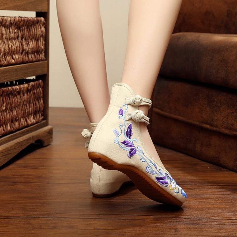 [ZIAMEI Series] ★Embroidery shoes★ Chinese shoes 4color Floral pattern Size 34-40 Cute shoes Flower embroidery Blue Red Black Beige