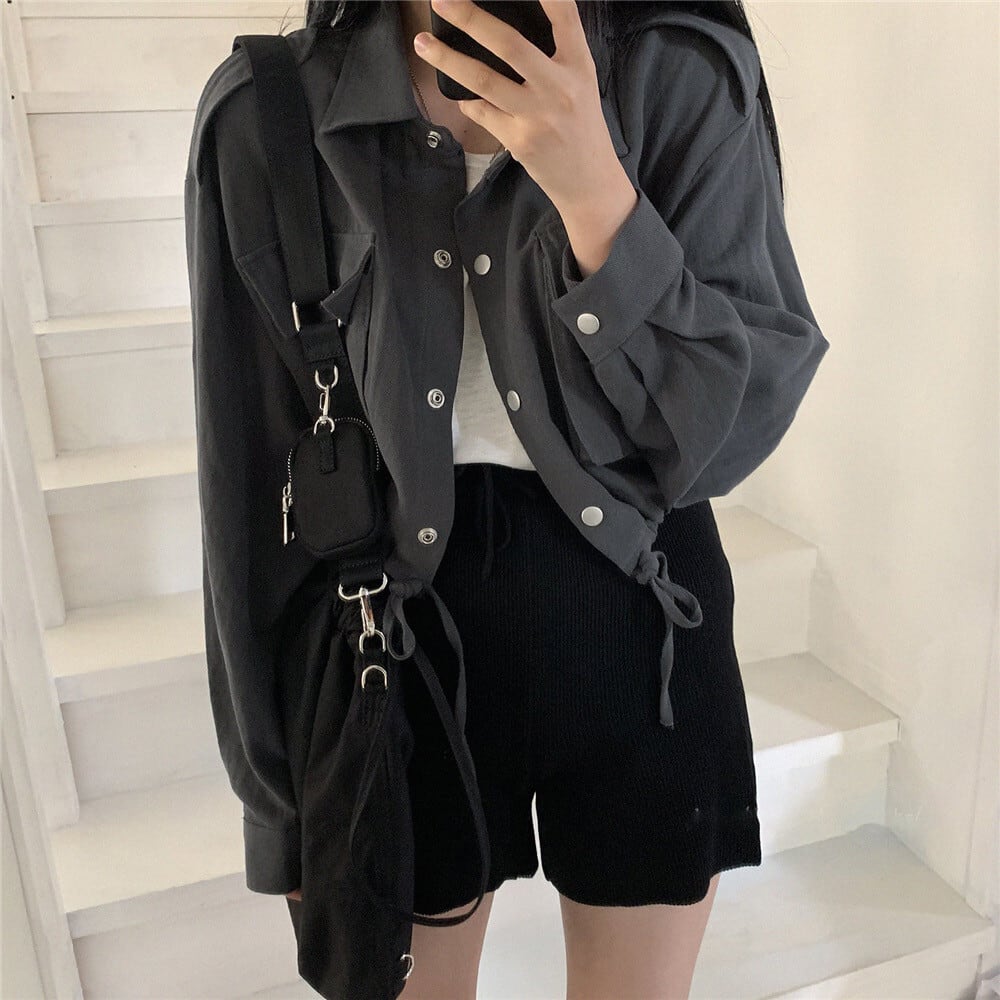 [XIXI Series]★Jacket★ 2color Outer Short Length Simple Dark Gray White SML XL