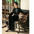 Load image into Gallery viewer, [Dust smoke and cloud dream series] ★China style dress★ With belt, long sleeves, embroidery, black, black SML, slimming, Chinese elements
