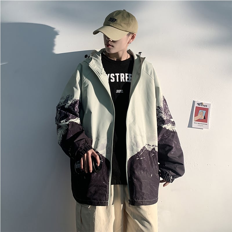 [Han Lishin Series] ★China style outerwear★ 4color jacket Snowy mountain print Large size Loose