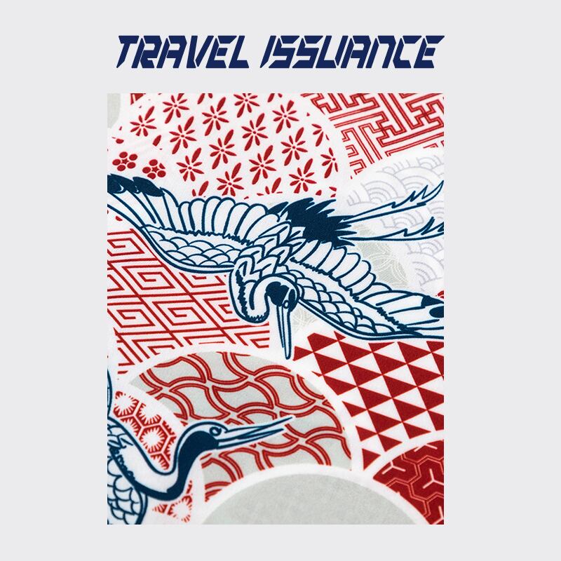 [TRAVEL ISSUANCE Series]★Shirt★ Hawaii Aloha Shirt Crane Unisex Men's Red Short Sleeve Shirt