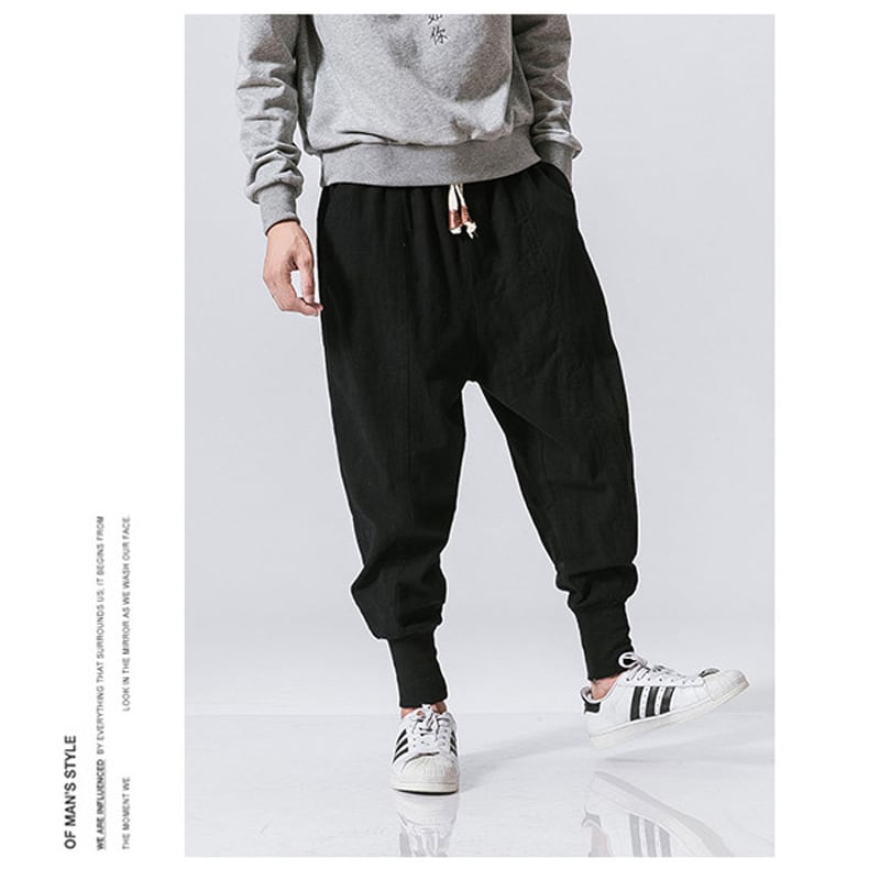 [Small trouble series]★China style pants★ 3color black or blue or red men's casual pants plain large size simple