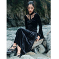 Load image into Gallery viewer, [Big Blue Dragon Series] ★China style dress★ Long length velvet sexy black slit long length
