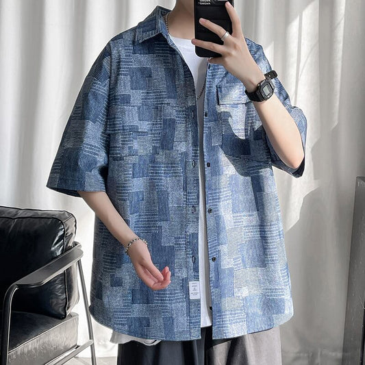 [BIGEMAN Series]★Shirt★ Tops 2color Unisex Men's Large Size Plaid Pattern Easy to Match