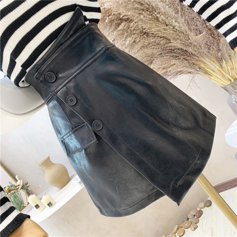 [173 series] ★Culottes skirt★ 4color shorts mini skirt black light brown pink white PU