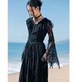 Load image into Gallery viewer, [Daiseiryusu Series] ★One Piece★ Lace Hat is removable Designed Black Black Long length
