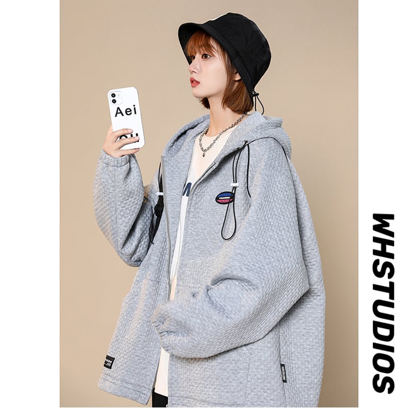 [SENSU Series]★Jacket★ 3color outerwear unisex men's hooded black white gray