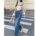 Load image into Gallery viewer, [CHUNUO series]★Pants★ Casual pants Denim pants Blue Blue Large size Slimming Fashionable
