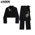 Load image into Gallery viewer, [LHSEN Series]★China style trousers★Bottoms Designed Bamboo Easy to match Black Black
