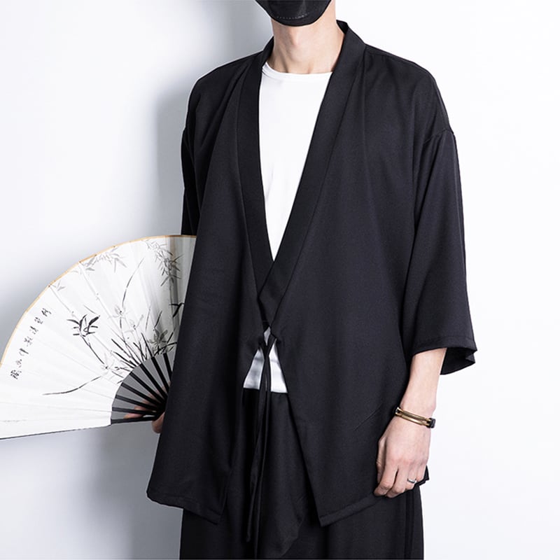 [MUFENG Series] ★Happi coat★ 2color Plain Chinese Style Unisex Men's Large Size Black White