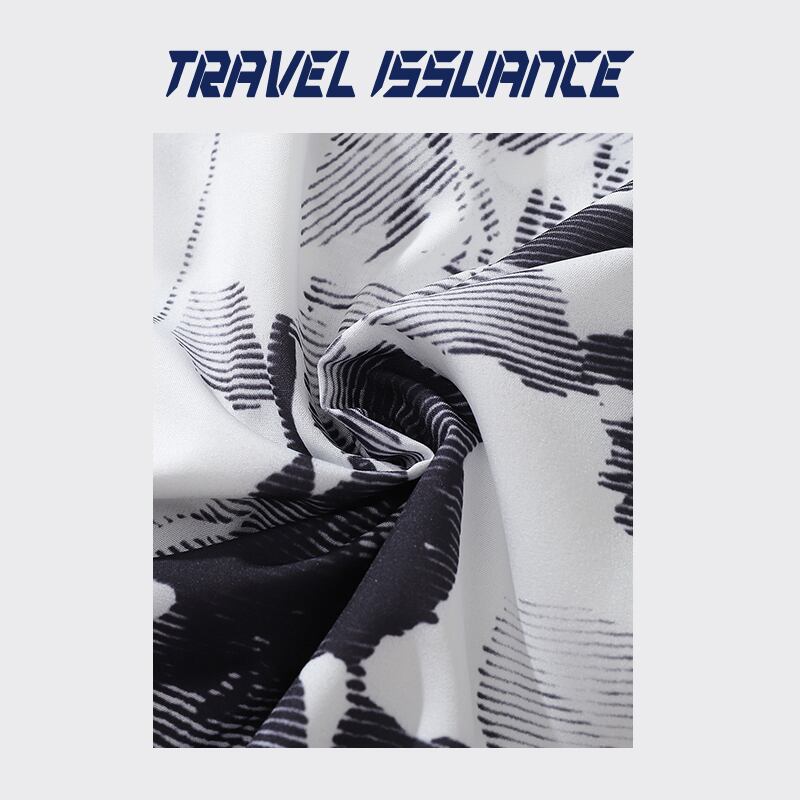 【TRAVEL ISSUANCEシリーズ】★水墨風シャツ★ 長袖シャツ トップス 花柄 黒 白 プリント M L XL 2XL 男女兼用 メンズ