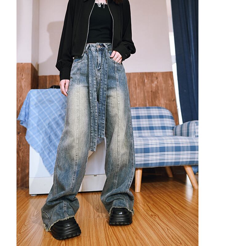 [Old Monsters---Peninsula Secret Words Series]★Denim pants★Bottoms Pants Easy to match Original with design