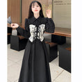 Load image into Gallery viewer, [Dong Xiaojie Series] ★China style dress★ Ink pattern long sleeve dress long length dress black black large size slimming
