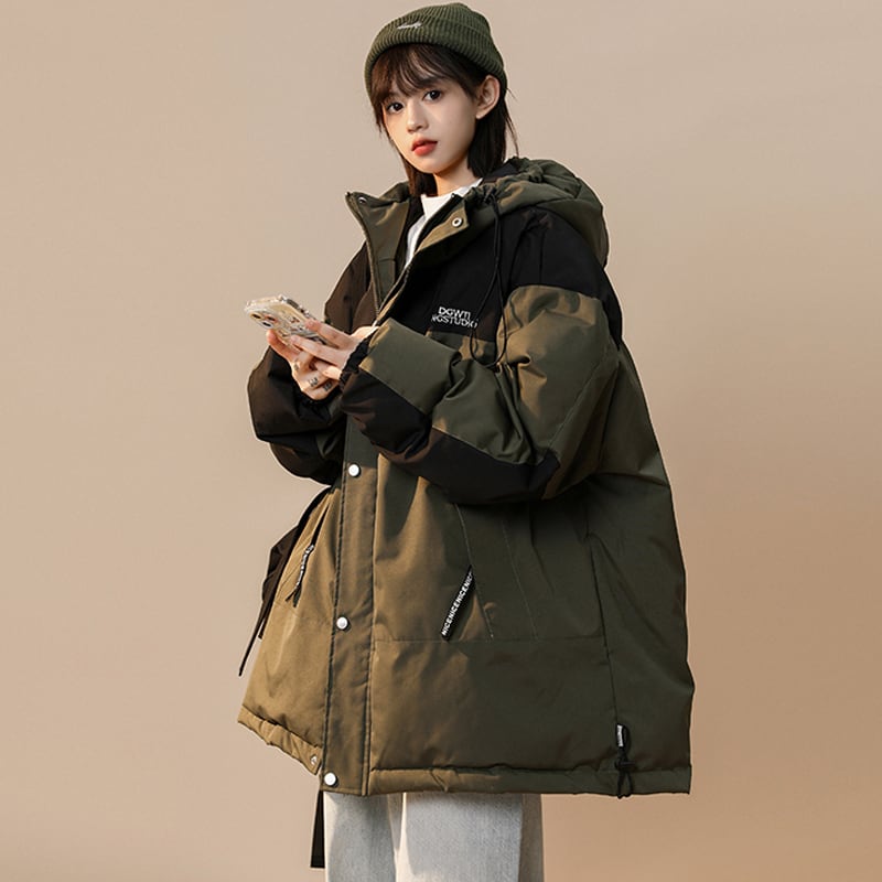 [Suikoishi Series] ★Winter Coat★ Cotton Coat Outerwear 3color Unisex Men's Color Scheme Khaki Green Black Gray