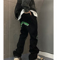 Load image into Gallery viewer, [Demon King Series] ★Denim Pants★ Bottoms Alphabet Black Black Easy to match, fashionable, slimming
