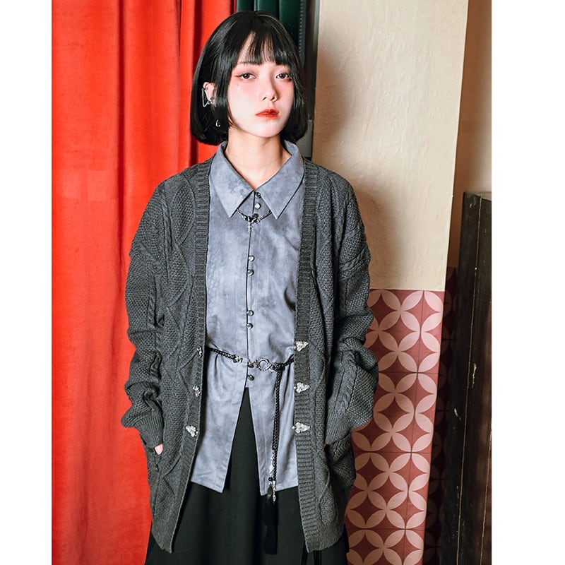 [Kokaisha --- Kiyoyama style series] ★China style cardigan★ 2color sweater Easy to match retro