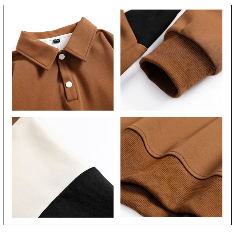 [DLSJ Series] ★Tops★ 4color POLO neck unisex men's long sleeve tops Color scheme black green white brown