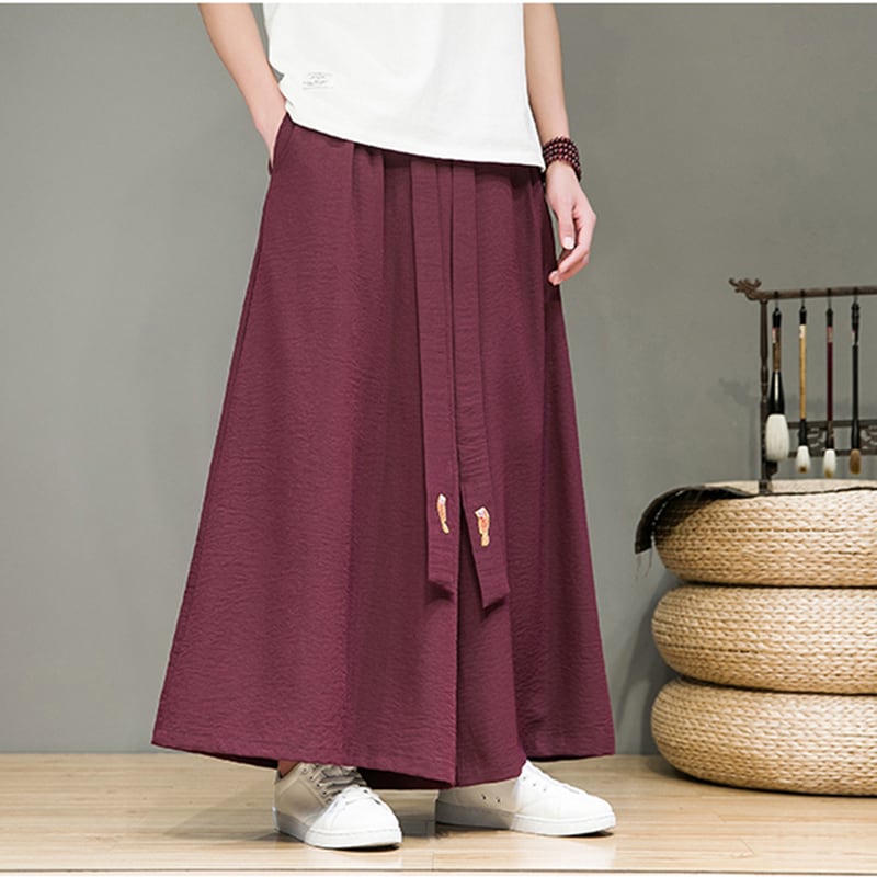 [Small Trouble Series]★China Style Pants★ 5color Bottoms Unisex Men's Large Size Gaucho Pants