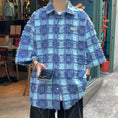 Load image into Gallery viewer, [BIGEMAN Series]★Shirt★ Tops 2color Unisex Men's Large Size Plaid Pattern Black Blue
