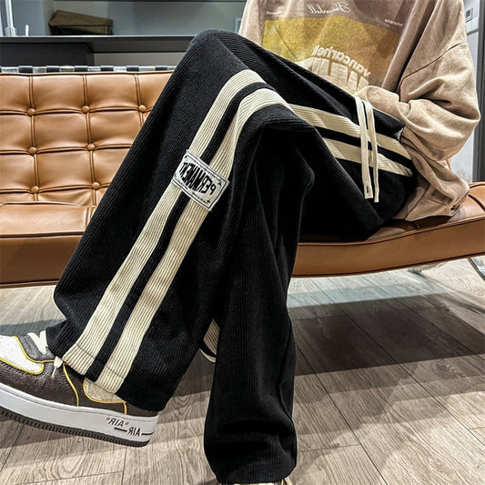 [PPG Series] ★Casual pants★ 3 colors Bottoms Trousers Corduroy Unisex Men's Vertical stripes Striped pattern Black Beige Green