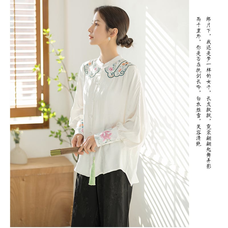 [HUAYUAN Series]★China-style shirt★ Tops, embroidery, ethnic style, improves temperament, easy to match with commuting, dating, etc.